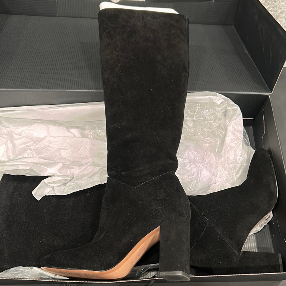 Banana Republic Knee High Black or Biscotti Suede Boots Size 7.5
